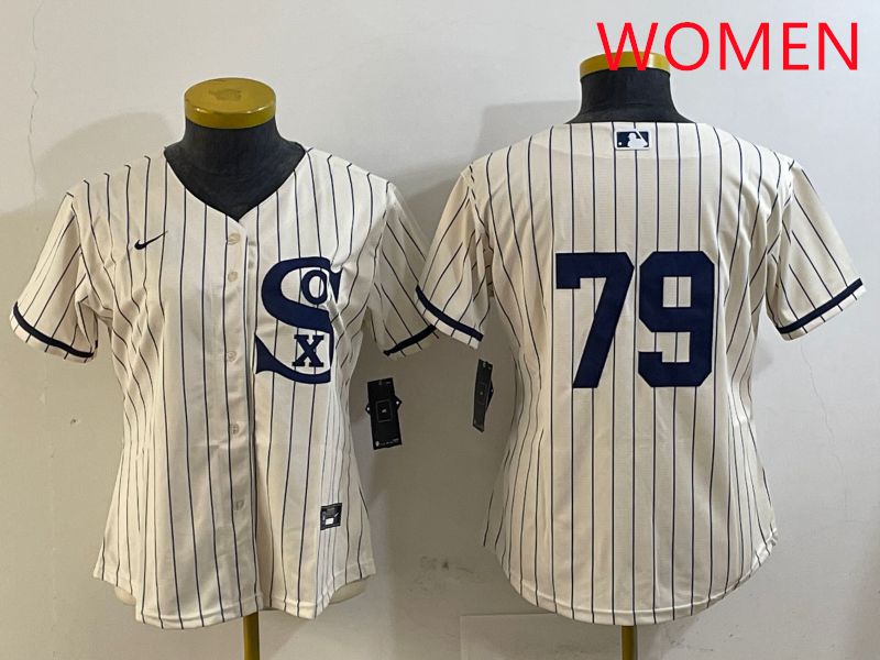 Women Chicago White Sox #79 No Name Cream Stripe Dream Edition Game 2025 Nike MLB Jersey style 1
